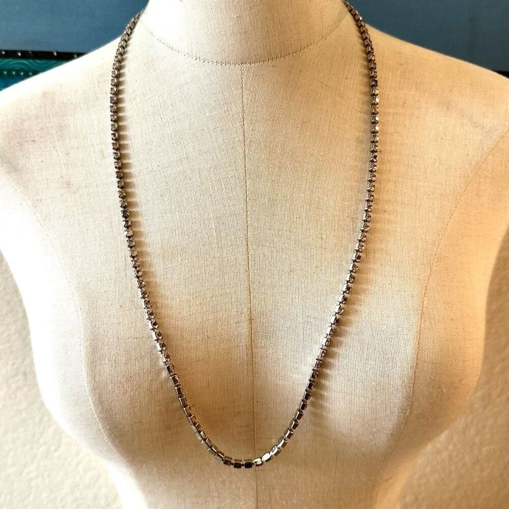 accessocraft NYC  long  silver tone rhinestone necklace